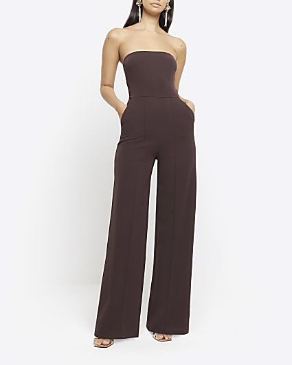 Brown bandeau jumpsuit