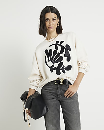 Cream flower sweatshirt