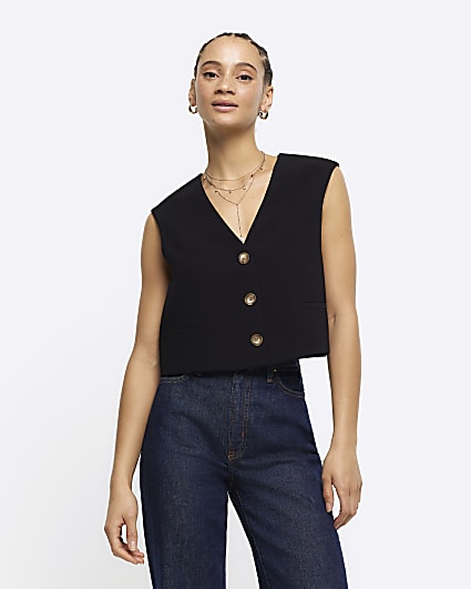 Black Cropped Waistcoat