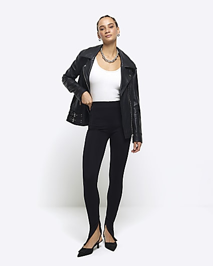 Black zip hem leggings