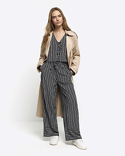 Black stripe wide leg trousers