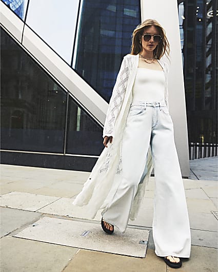 White crochet maxi cardigan