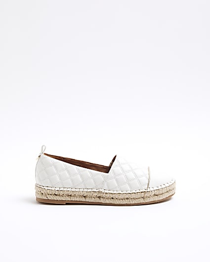 White Quilted Espadrille Shoes