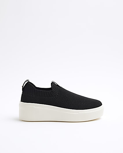 Black Slip On Knit Trainers