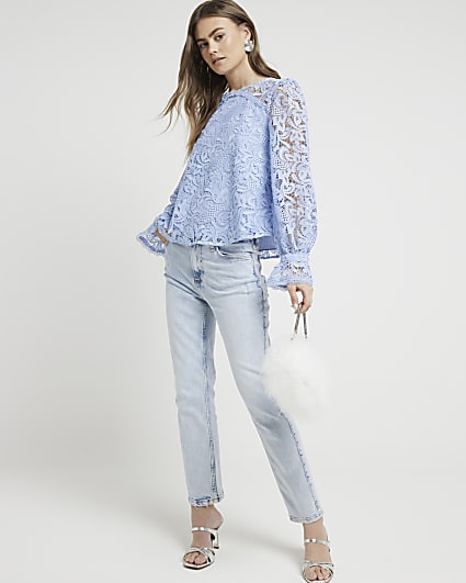 Blue lace blouse