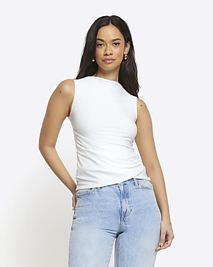 White drape wrap top