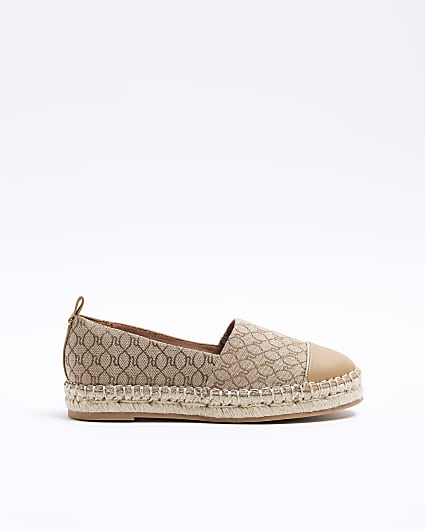 Brown Wide Fit Monogram Espadrille Shoes