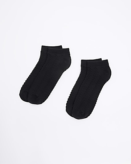 Black zig zag 2 Pack Trainer Socks