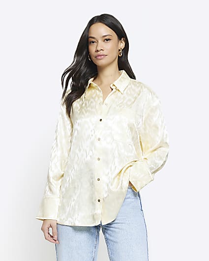 Yellow jacquard oversized shirt