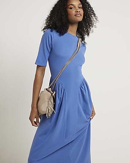 Blue t-shirt midi dress