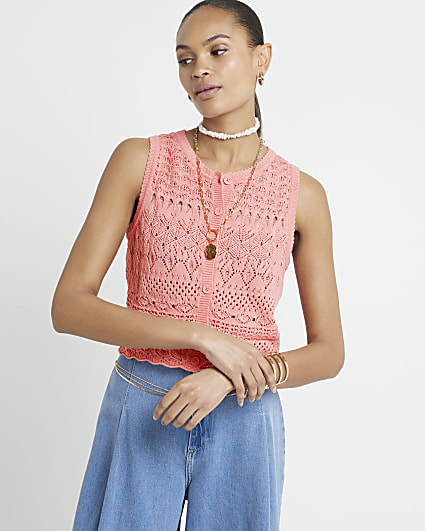 Pink Crochet Waistcoat