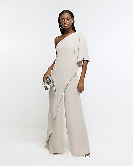 Stone cape wide leg jumpsuit