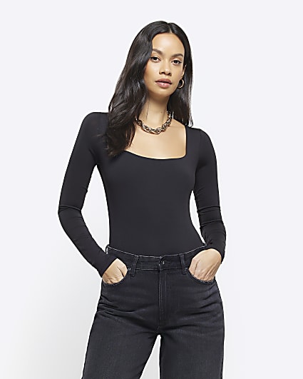 Black long sleeve bodysuit