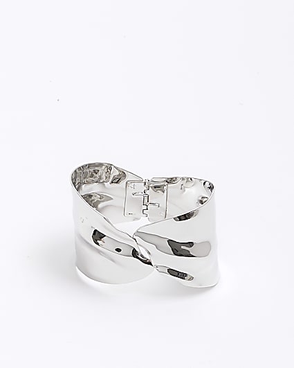 Silver textured cuff bracelet