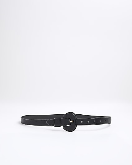 Black covered buckle belt