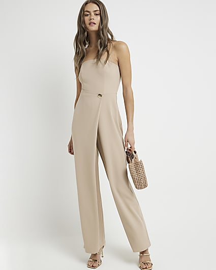 Stone wrap bandeau jumpsuit