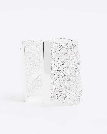 Silver colour chunky cuff bracelet