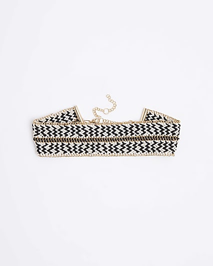 White Stitched Choker Necklace