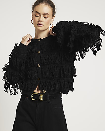 Black fringe cardigan