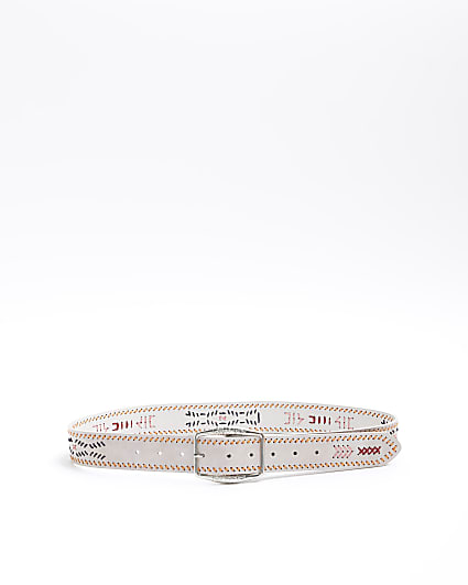 Cream embroidered belt