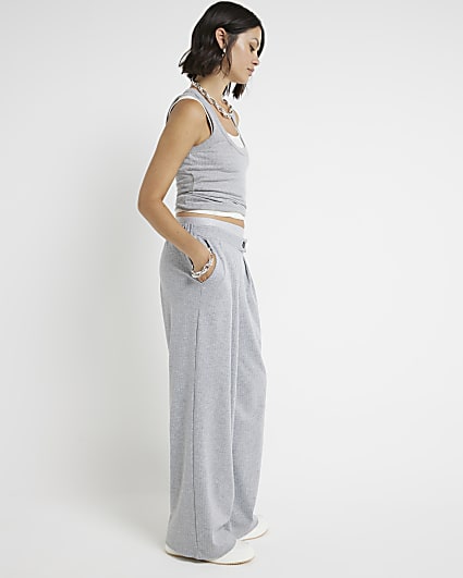 Grey stripe wide leg trousers