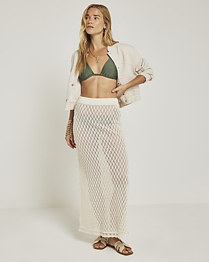 White sheer beach maxi skirt