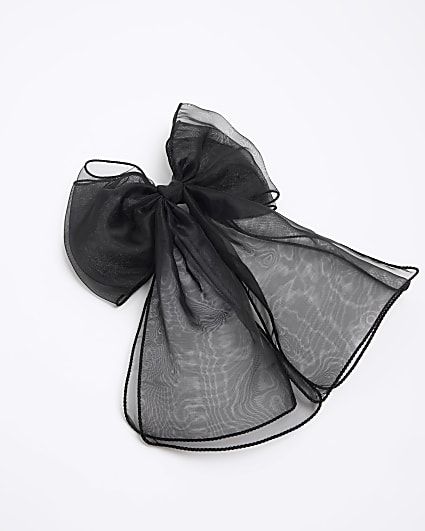 Black Organza Bow Hair Clip