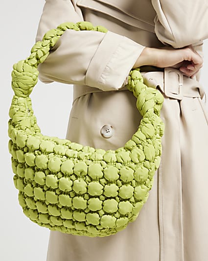 Green quilted shoulder bag