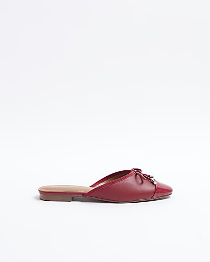 Red backless mule ballet pumps