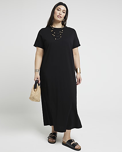 Plus black t-shirt midi dress