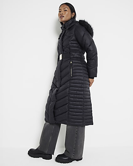 Petite black slim fit padded jacket