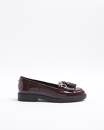 Red Wide Fit Tassel Patent Loafers