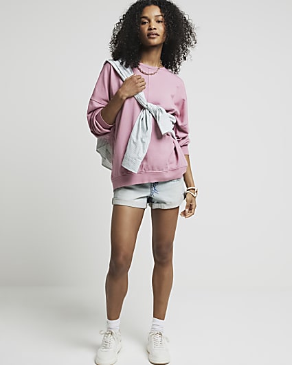 Pink stitched oversized sweatshirt