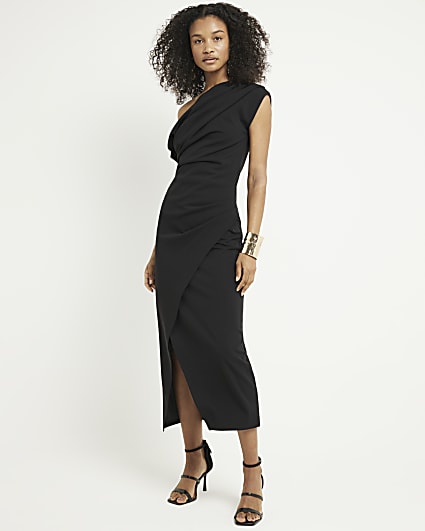 Elegant black midi dress hotsell