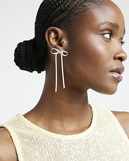 Silver Sleek Bow Earrings