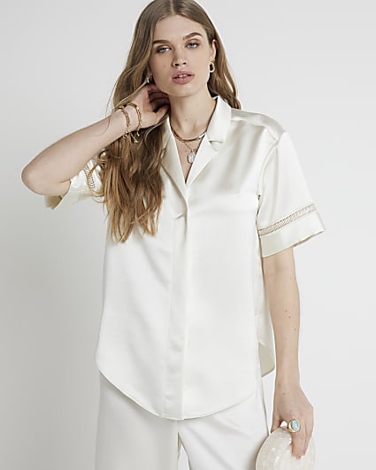 RI Studio Cream ladder stitch shirt