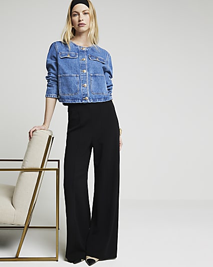 Black wide leg trousers