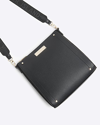 Black textured cross body bag