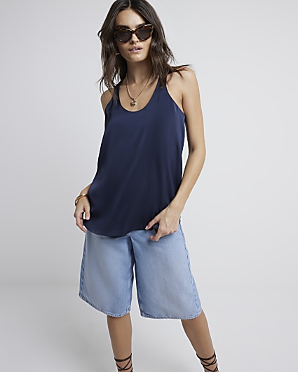 Navy scoop neck tank top