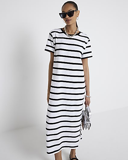 White stripe t-shirt midi dress