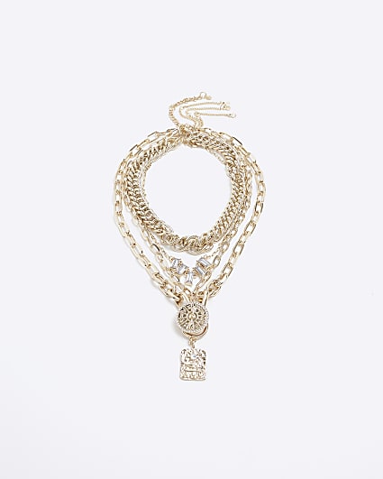 Gold Chunky Chain Multirow Necklace