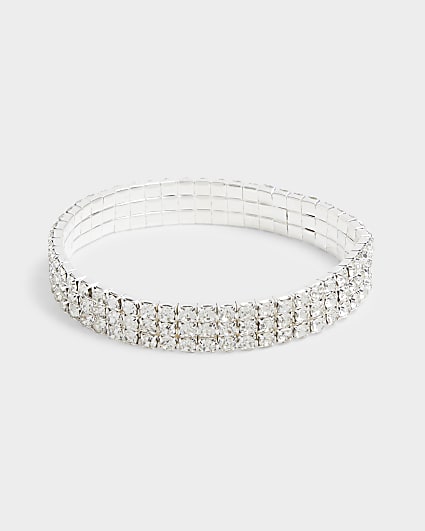 Silver Diamante Cuff Bracelet