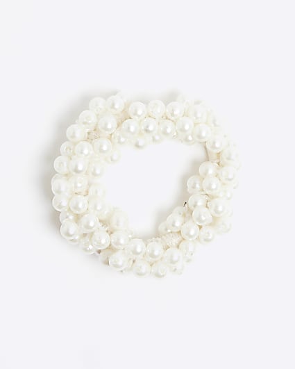 White Pearl Hair Scrunchie