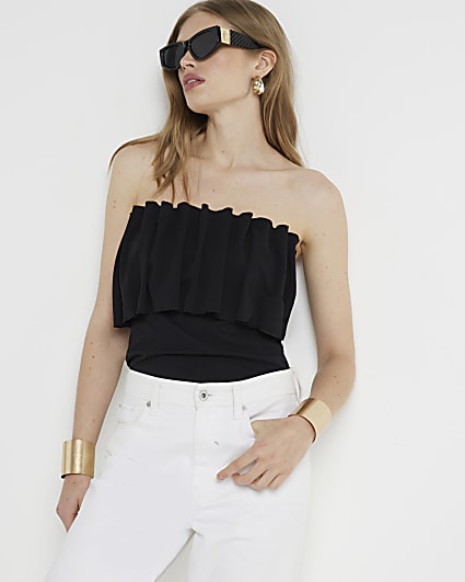 Black Frill Bandeau Top