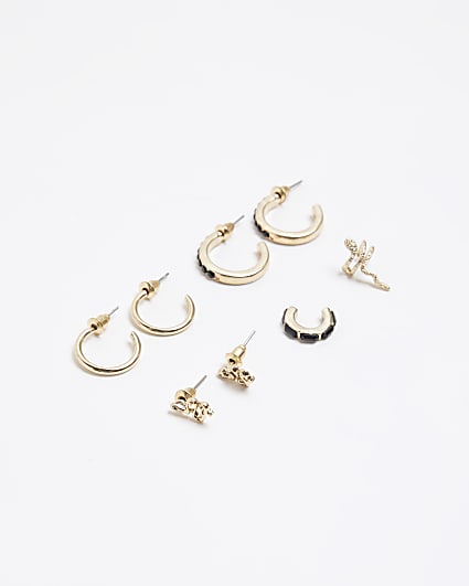 Gold colour snake earrings multipack