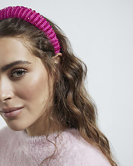 Pink Padded Beaded Headband