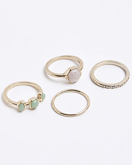 Gold stone rings multipack