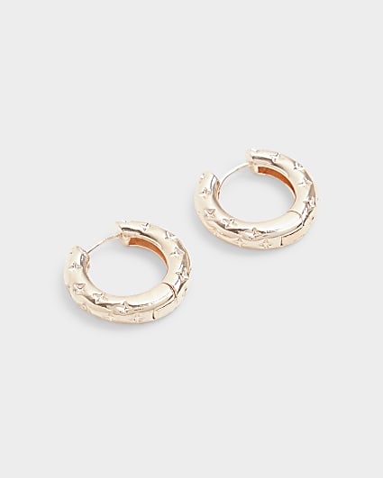 Rose Gold Textured Chunky Hoop Earrings