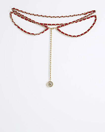 Pink thread coin bellychain