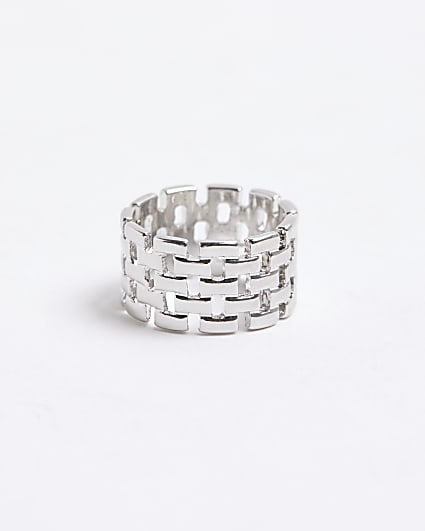 Silver colour textured ring